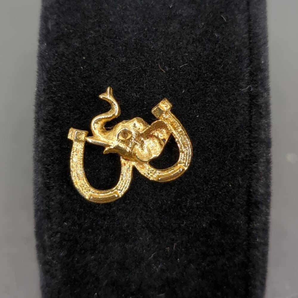 Vintage Fashion BROOCH PIN Double Horseshoes Elephant Trunk Up LUCKY LUCK